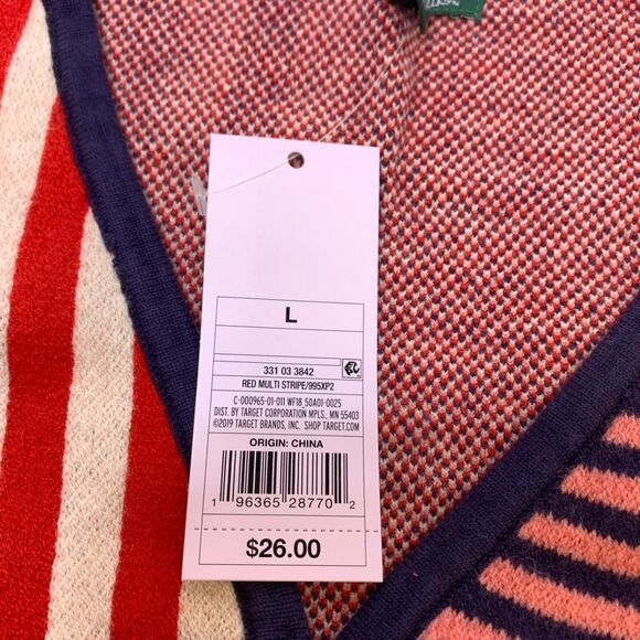 Wild Fable Short Bolo Style Knit Stripe Cropped Cardigan Sweater Womens Size L - Picture 7 of 7